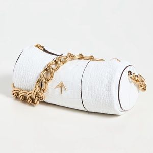 Brand New Manu Atelier Mini Cylinder Croc-Embossed Shoulder Bag